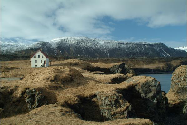 Lone house on Icelandic coast